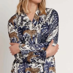 Pijama mujer abierto raso estampado