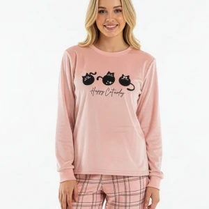 Pijama mujer manga larga aterciopelado
