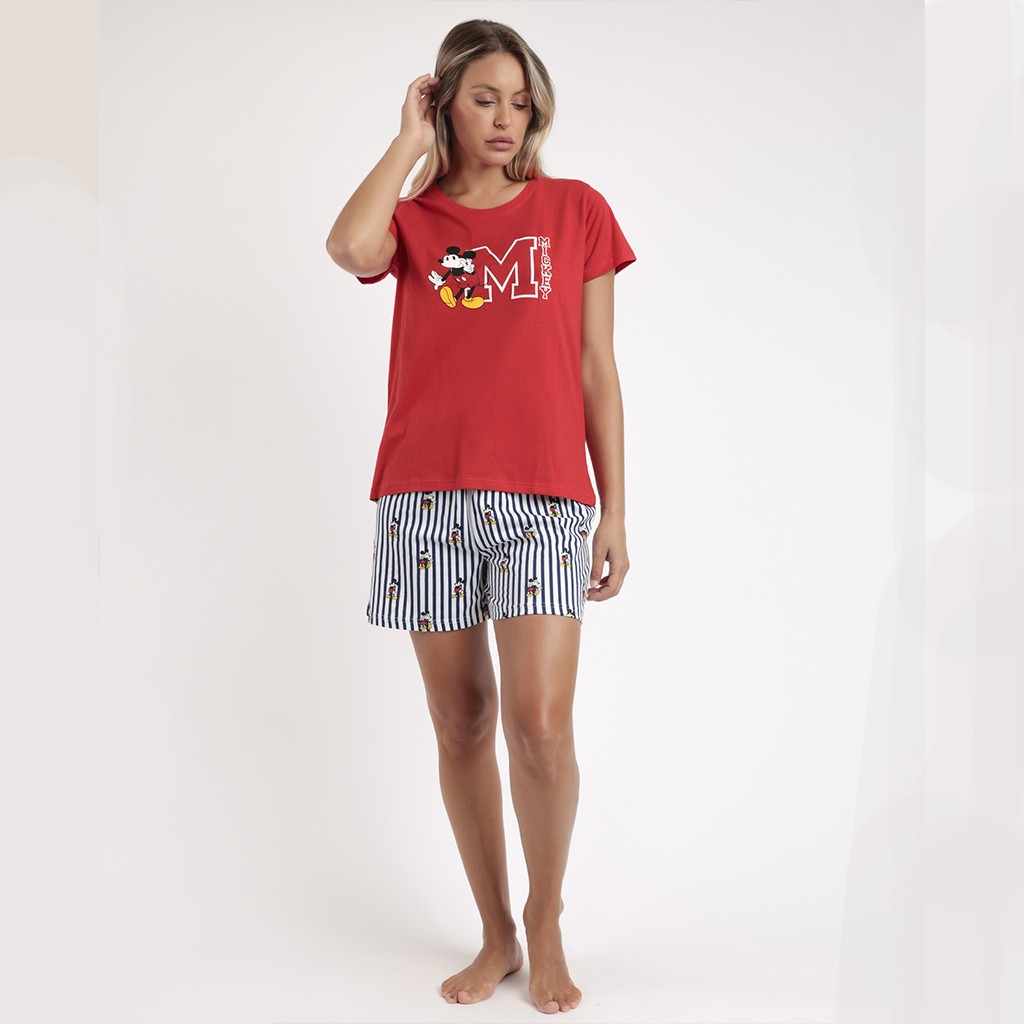 Pijama mujer manga corta estampado mickey mouse