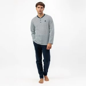 Pijama manga larga hombre cuello botones
