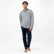 Pijama manga larga hombre cuello botones