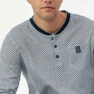 Pijama manga larga hombre cuello botones