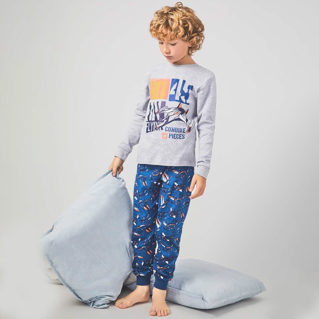 Pijama niño manga larga algodón