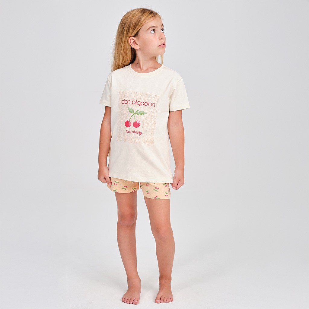 Pijama manga corta ni&ntilde;a cerezas