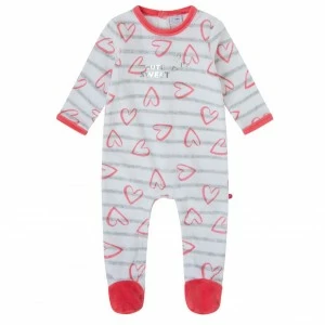 Pelele beb&eacute; terciopelo estampado corazones