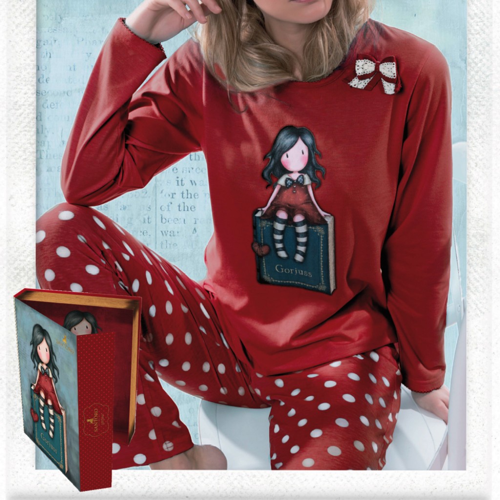 Pijama mujer en caja libro de regalo ROJO NAVIDAD