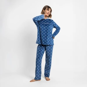 Pijama terciopelo mujer estampado corazones