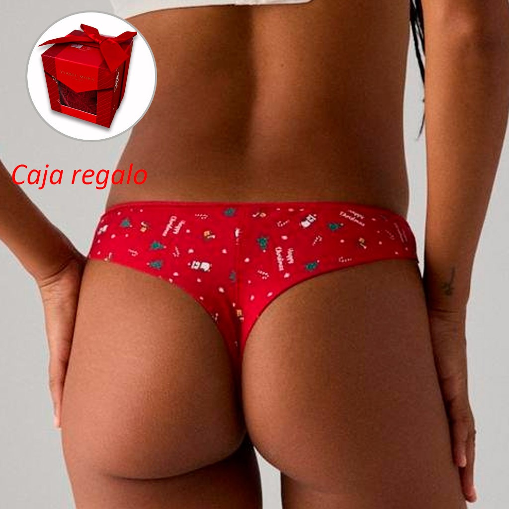 Tanga mujer algodón estampada en cajita regalo