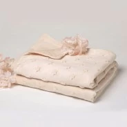 Manta bebe coralina suave extrellas relieve beige
