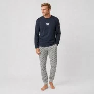 Pijama hombre manga larga algod&oacute;n