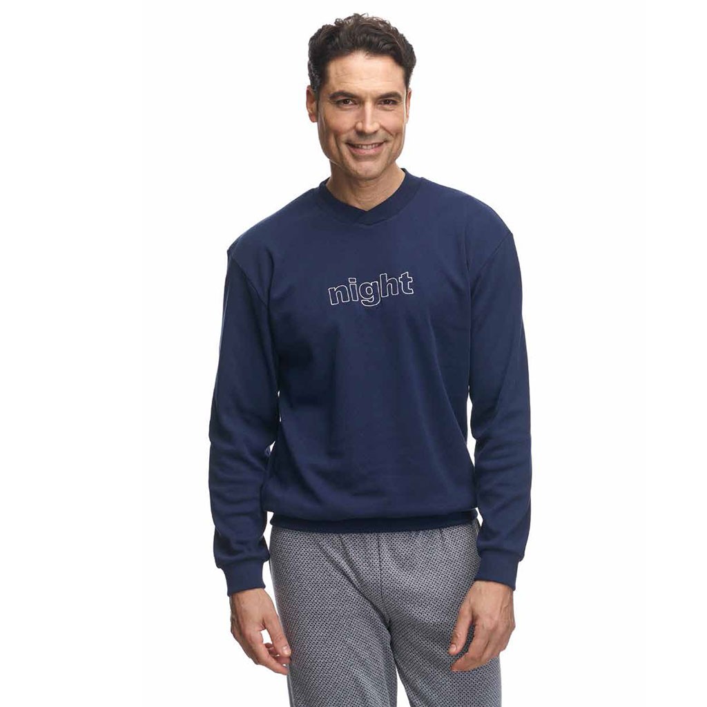 Pijama hombre cuello pico manga larga 