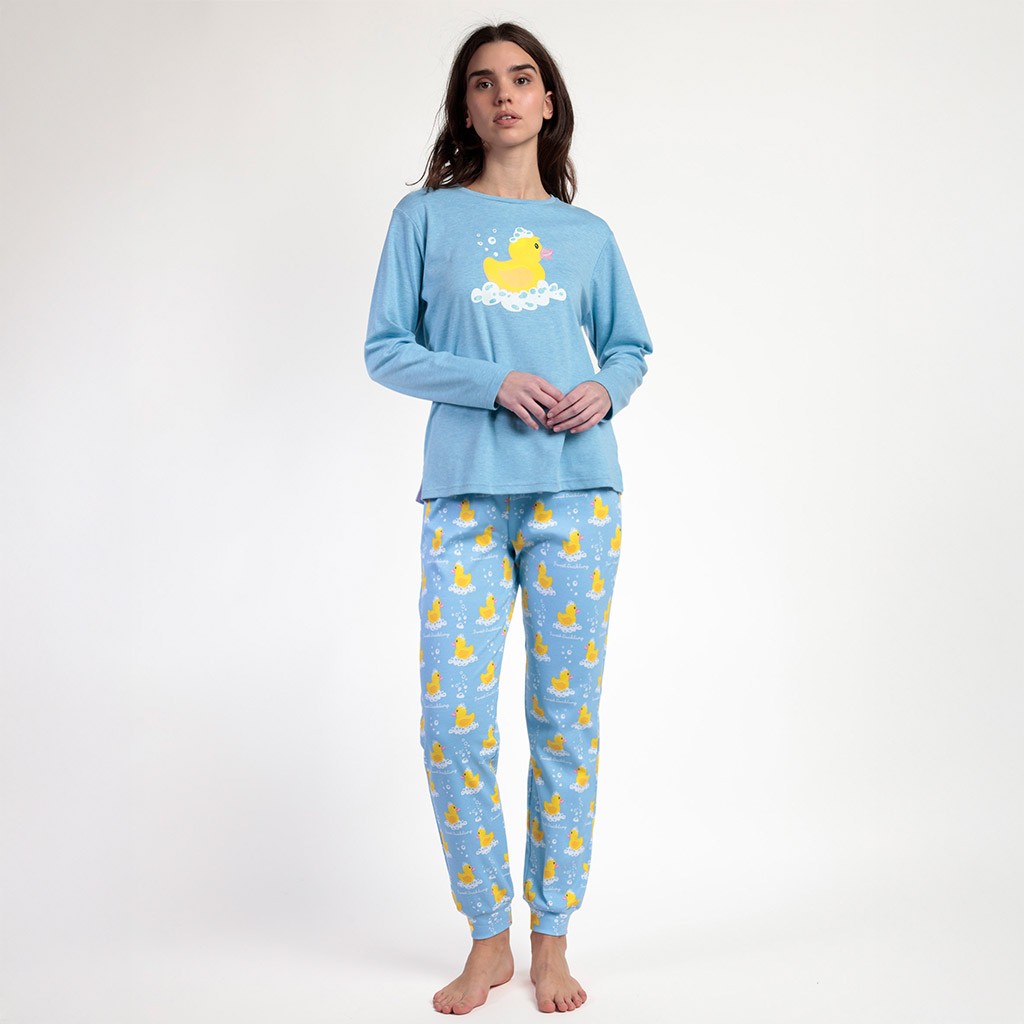 Pijama manga larga mujer estampado patitos