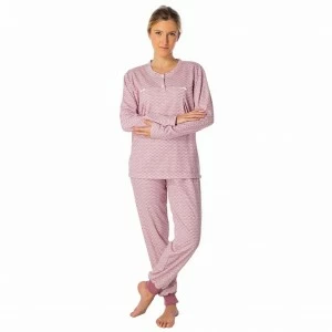 Pijama mujer estampado cuello botones