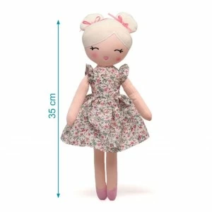 Mu&ntilde;eca de trapo rubia con vestidito floral 