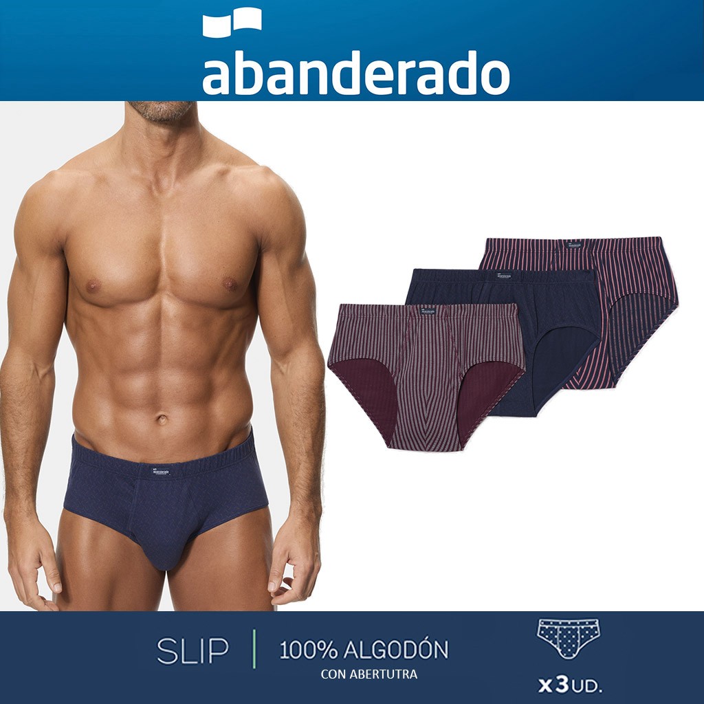 Slips abiertos de algodón estampado en pack 3