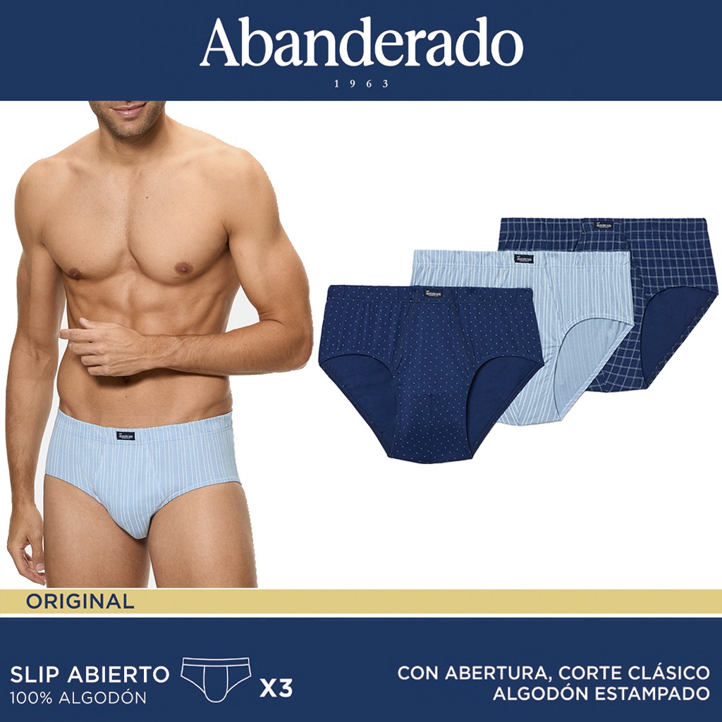 Slips abiertos de algod&oacute;n estampado en pack 3