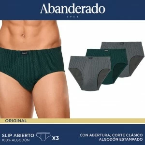 Slips abiertos de algod&oacute;n estampado en pack 3