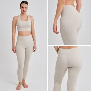 Leggins largo deportivo cintura alta beige 