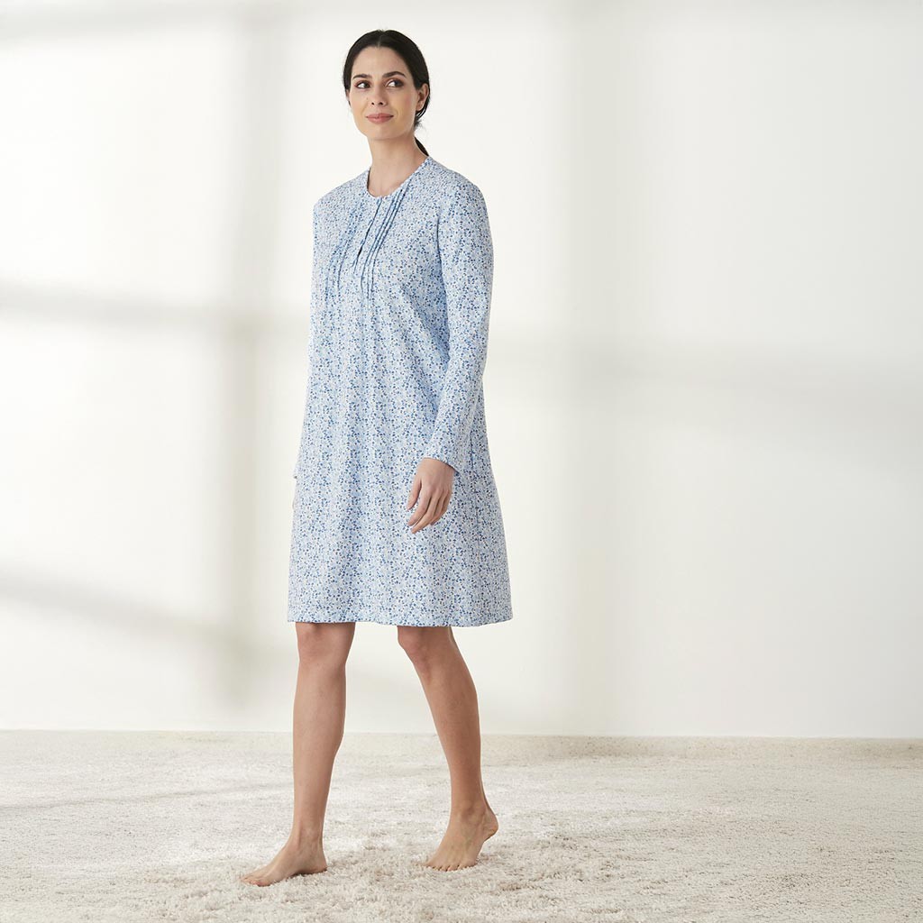 Camisón mujer estampado flores celeste