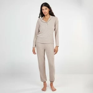 Pijama mujer tejido liso cuello botones