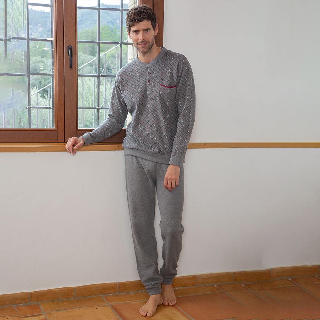 Pijama hombre gris punto milano