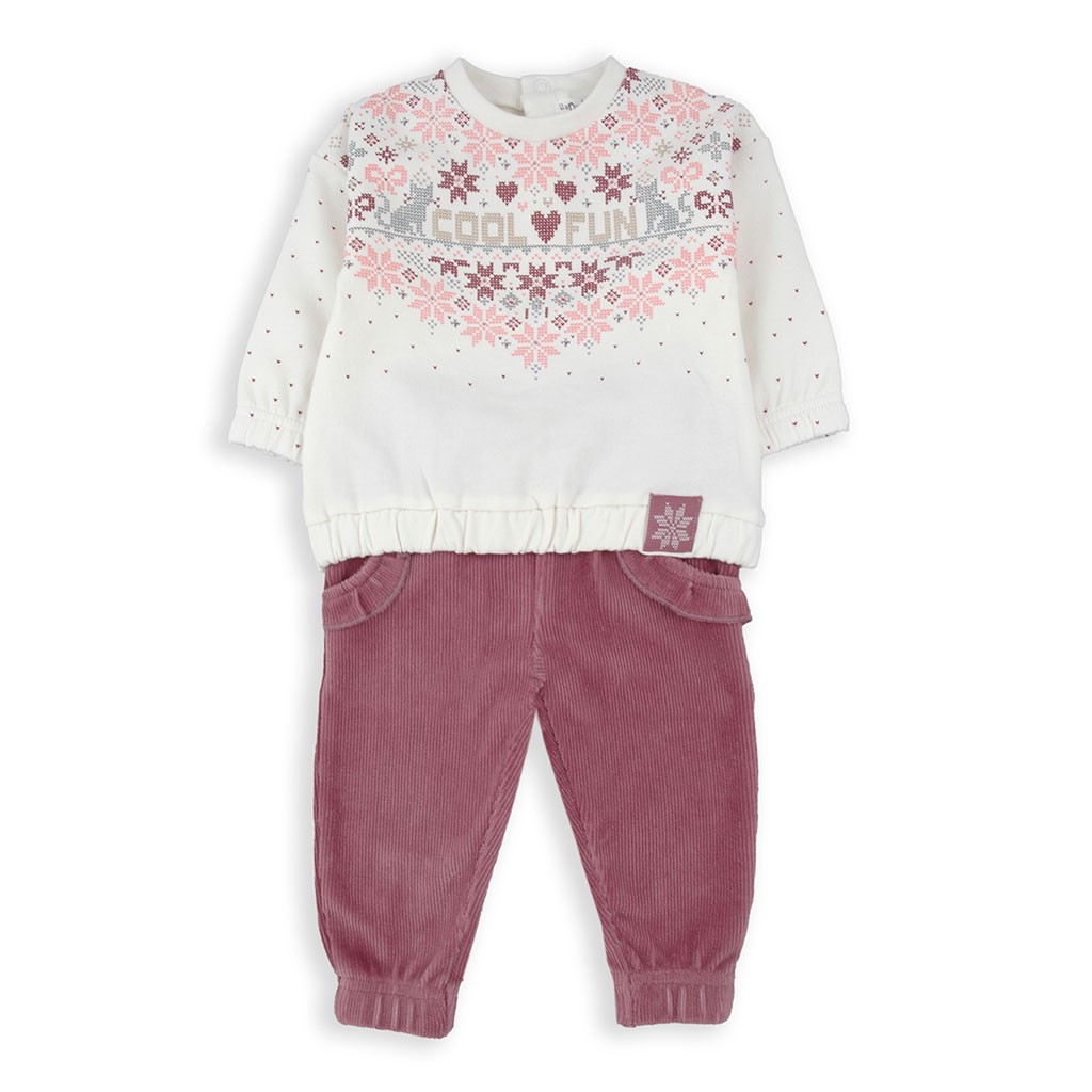 Conjunto bebe niña camiseta y pantalón de pana