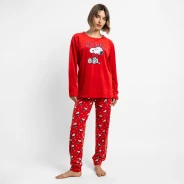 Pijama rojo mujer aterciopelado Snoopy