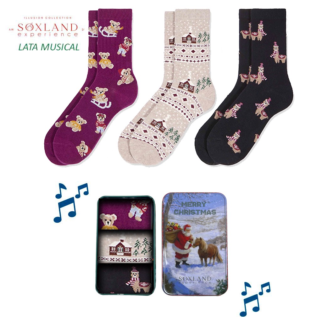 Calcetín regalo mujer lata musical 3 pares 