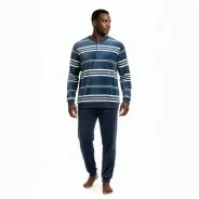 Pijama largo hombre cuello botones