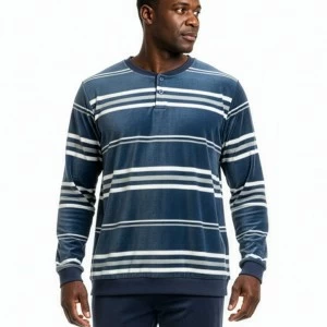 Pijama largo hombre cuello botones