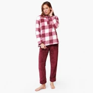 Pijama mujer manga larga coralina cuadros