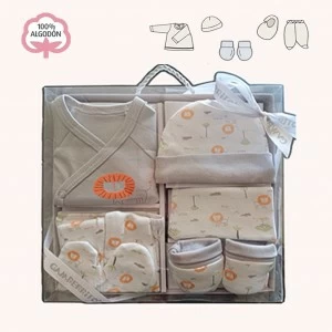 Set regalo bebe 5 piezas algod&oacute;n leoncito