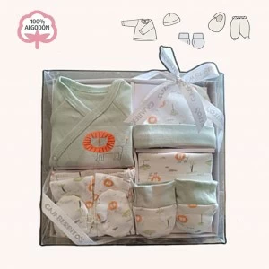 Set regalo bebe 5 piezas algod&oacute;n leoncito