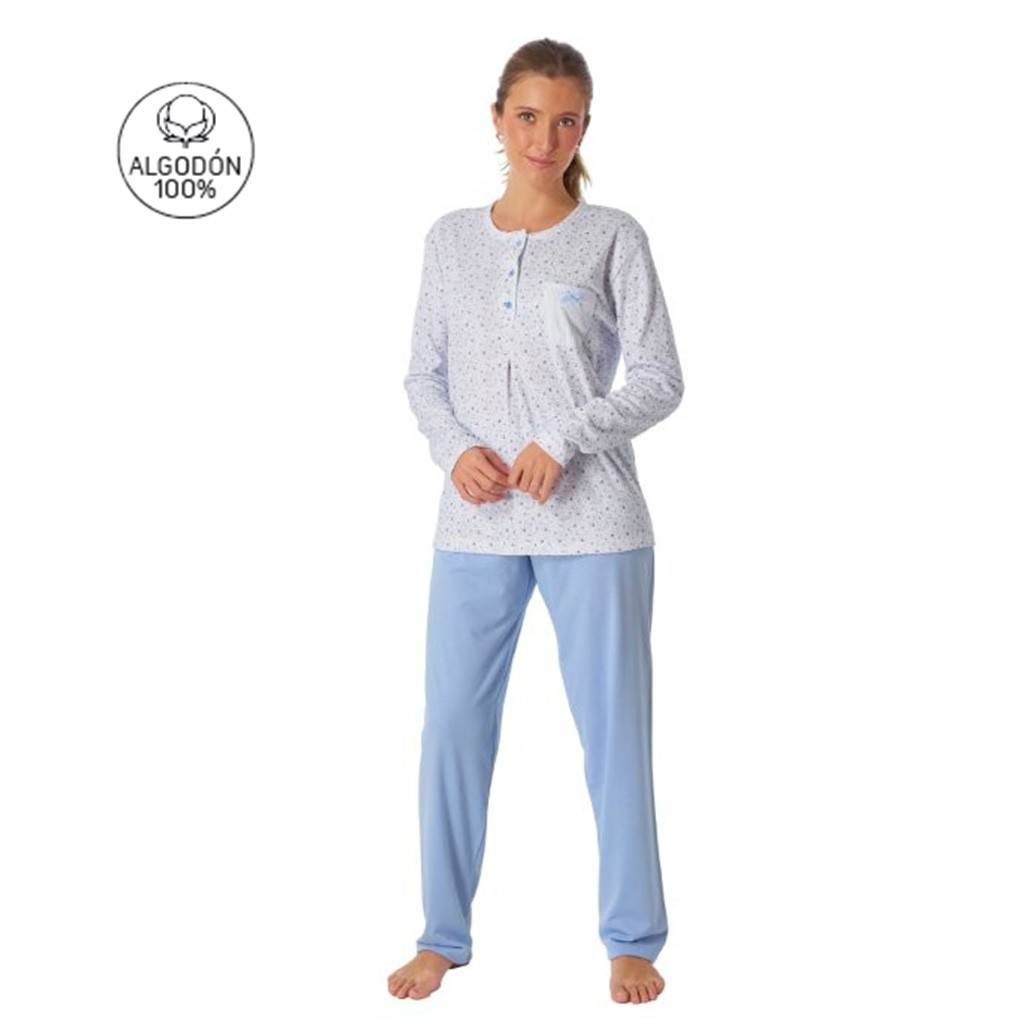 Pijama algodón mujer manga larga