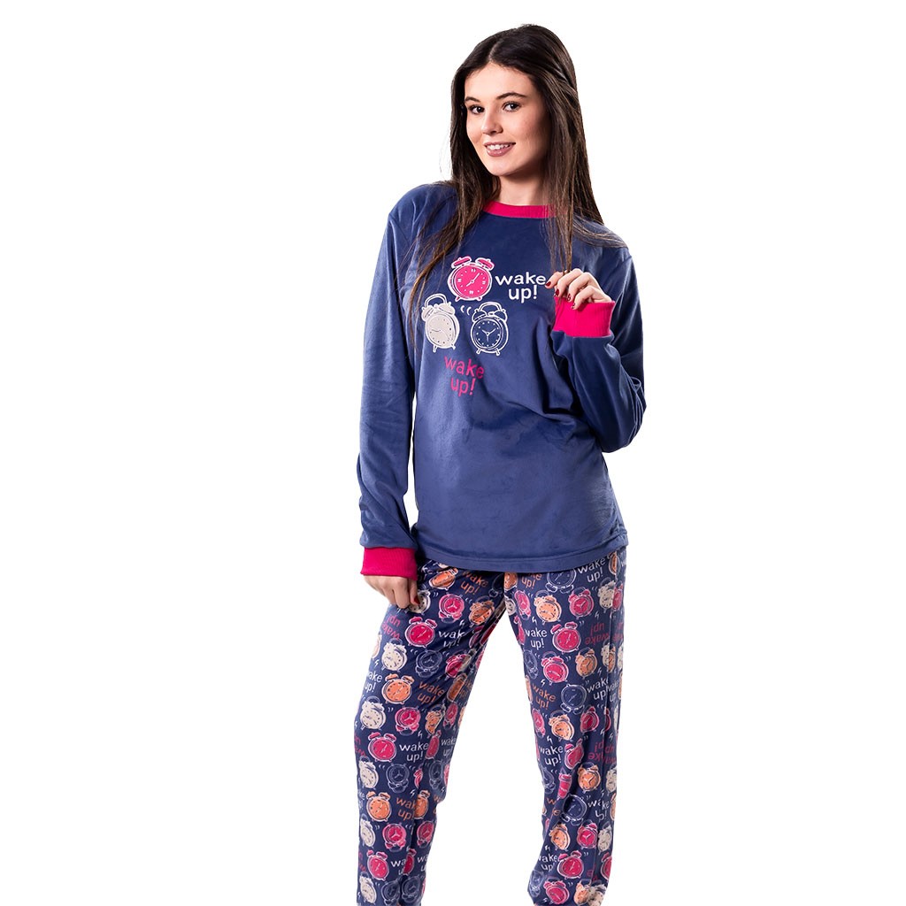 Pijama tejido suave mujer manga larga