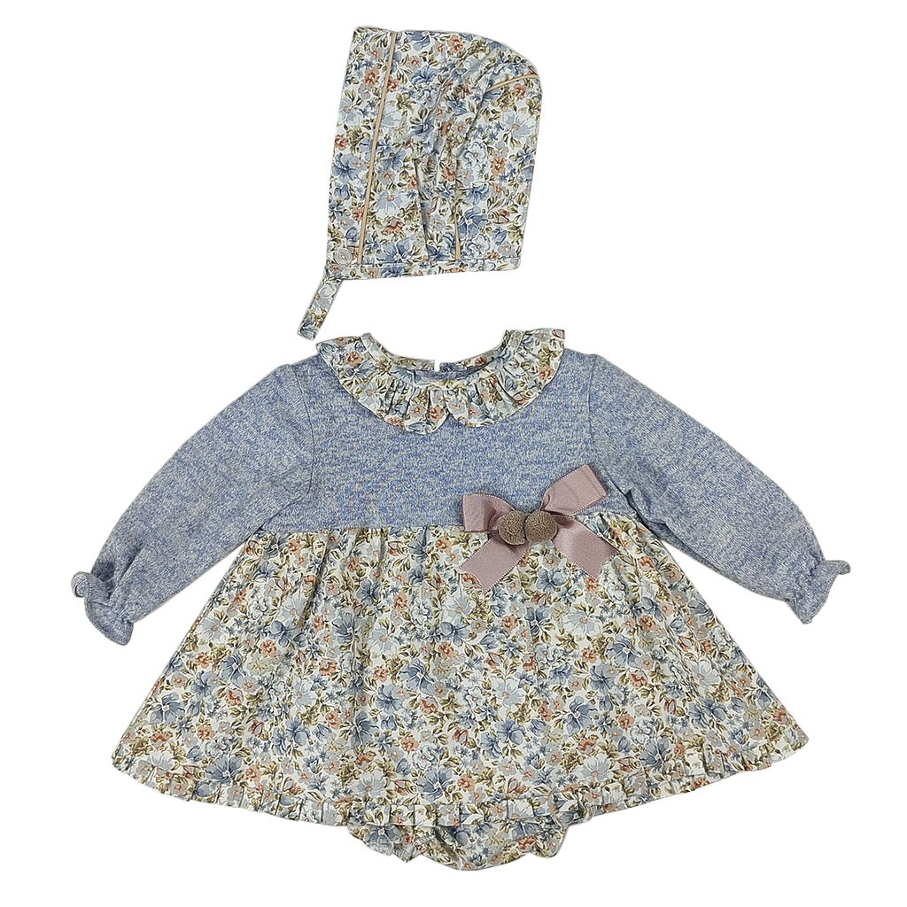 Vestido bebé estampado azul con flores