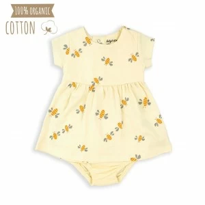 Vestido bebe con braga algod&oacute;n org&aacute;nico abejitas