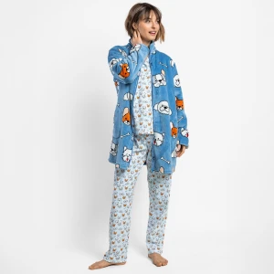Bata mujer azul con estampado de perros