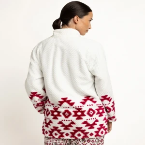 Bata mujer blanca estampado invernal rojo