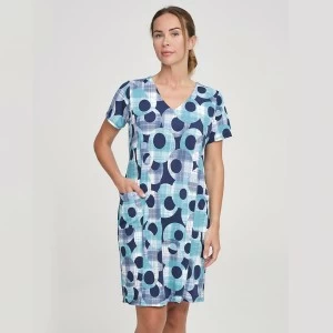 Vestido mujer manga corta cuello pico microfibra 