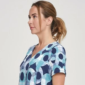 Vestido mujer manga corta cuello pico microfibra 