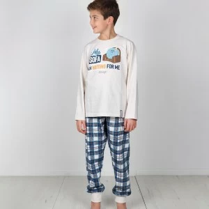 Pijama ni&ntilde;o manga larga pantal&oacute;n cuadros