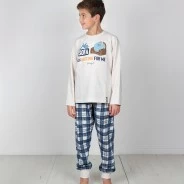 Pijama ni&ntilde;o manga larga pantal&oacute;n cuadros