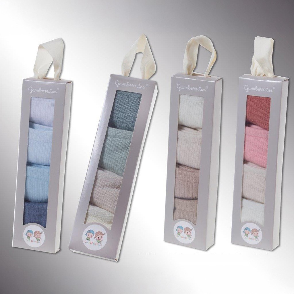 Estuche regalo bebe pack 4 calcetines lisos