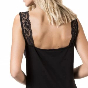 Camiseta mujer tirtante ancho y escote blonda