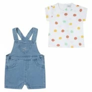Conjunto beb&eacute; camiseta y peto vaquero