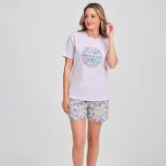 Pijama mujer estampado manga corta