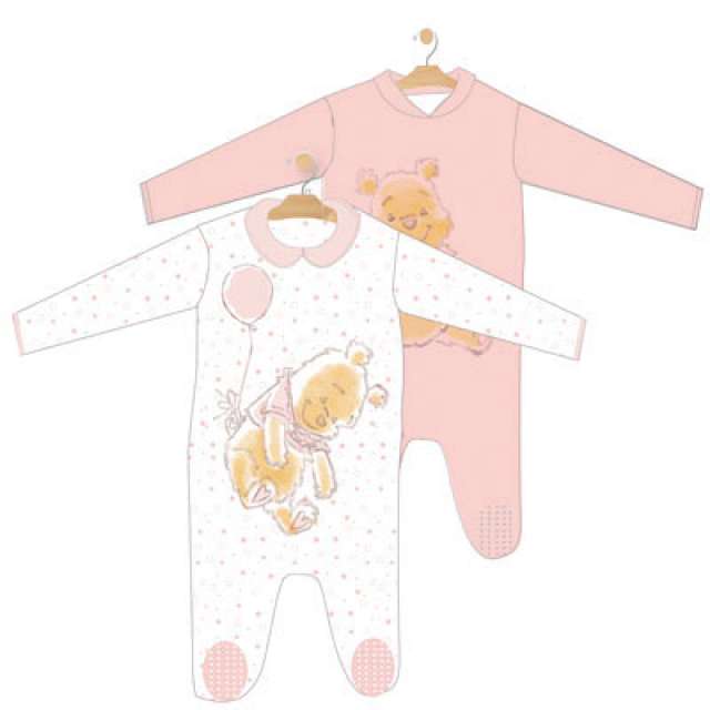 Pelele algodón estampado bebé niña (pack de 2)