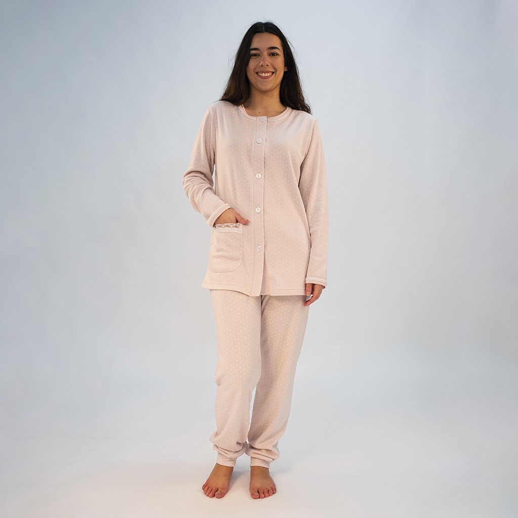 Pijama mujer manga larga abierto