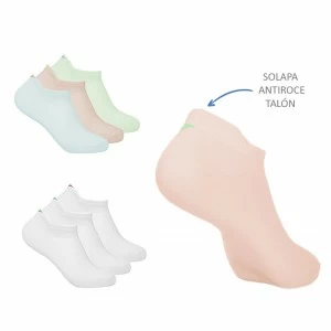 Calcetin mujer invisible x3 talon antiroce algod&oacute;n